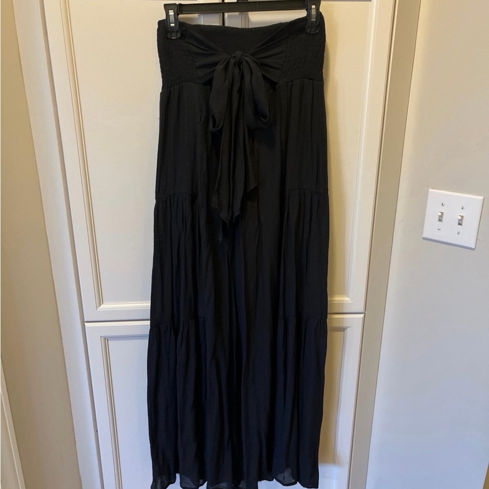 Black Tie-Front Pants